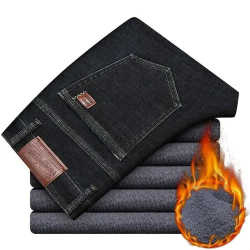 Winter New Men's Warm Jeans Business Fashion Classic Style Black 42Black Apparel & Accessories > Clothing > Pants 77.40 EZYSELLA SHOP