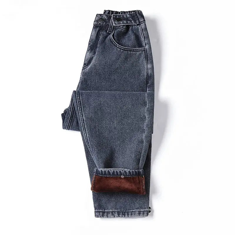 Winter New Women's Warm Thick Jeans Fashion Loose Vintage Blue  Apparel & Accessories > Clothing > Pants 82.99 EZYSELLA SHOP