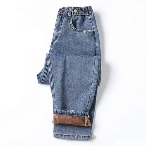 Winter New Women's Warm Thick Jeans Fashion Loose Vintage Blue XXXLBlue Apparel & Accessories > Clothing > Pants 82.99 EZYSELLA SHOP