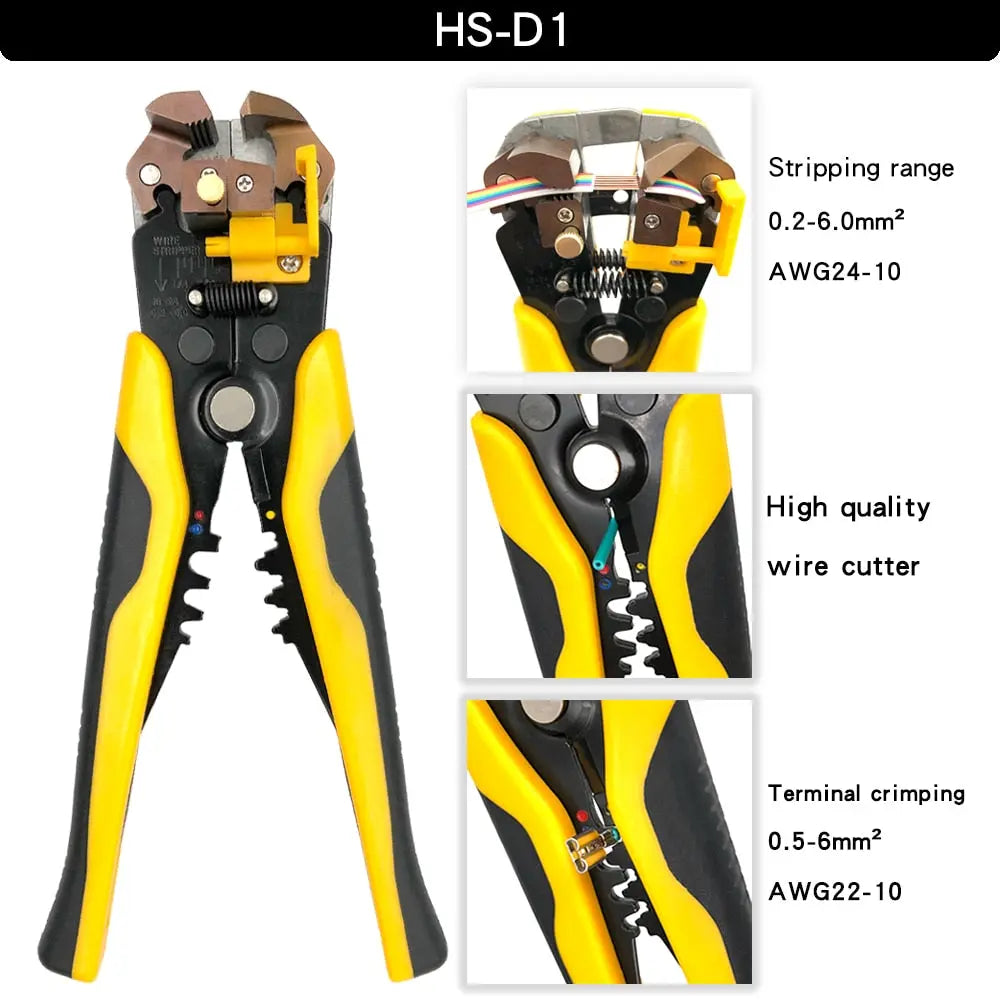 Wire Stripper Pliers Multifunctional Hand Tools HS-D1 /D2 0.25-6.0mm2  Cutter Cable Wire Crimping Electrician Repair Tools HSD1Y Hardware > Tools 73.99 EZYSELLA SHOP