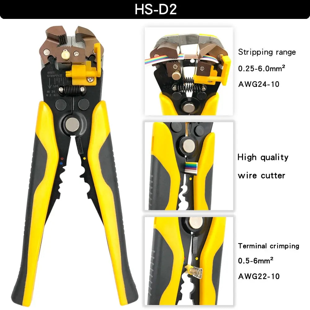 Wire Stripper Pliers Multifunctional Hand Tools HS-D1 /D2 0.25-6.0mm2  Cutter Cable Wire Crimping Electrician Repair Tools HSD2Y Hardware > Tools 73.99 EZYSELLA SHOP
