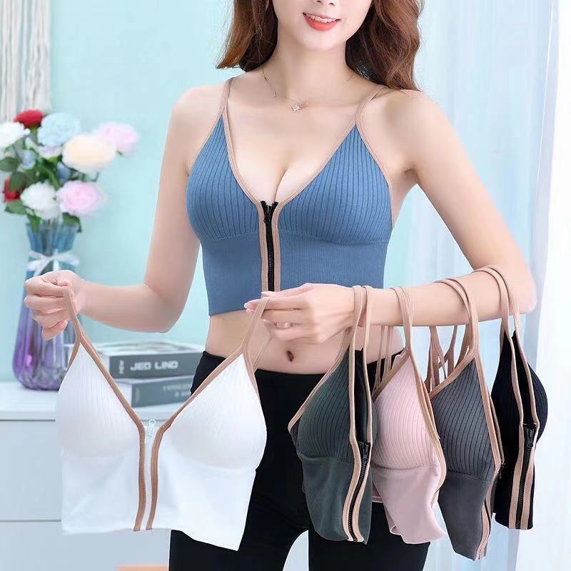 Women Bra New Front Zipper Bras Sports Tops Gym Women Fitness Comfortable And Breathable Without Restraint Crop Top   48.99 EZYSELLA SHOP