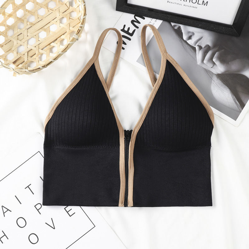 Women Bra New Front Zipper Bras Sports Tops Gym Women Fitness Comfortable And Breathable Without Restraint Crop Top blackXL  48.99 EZYSELLA SHOP