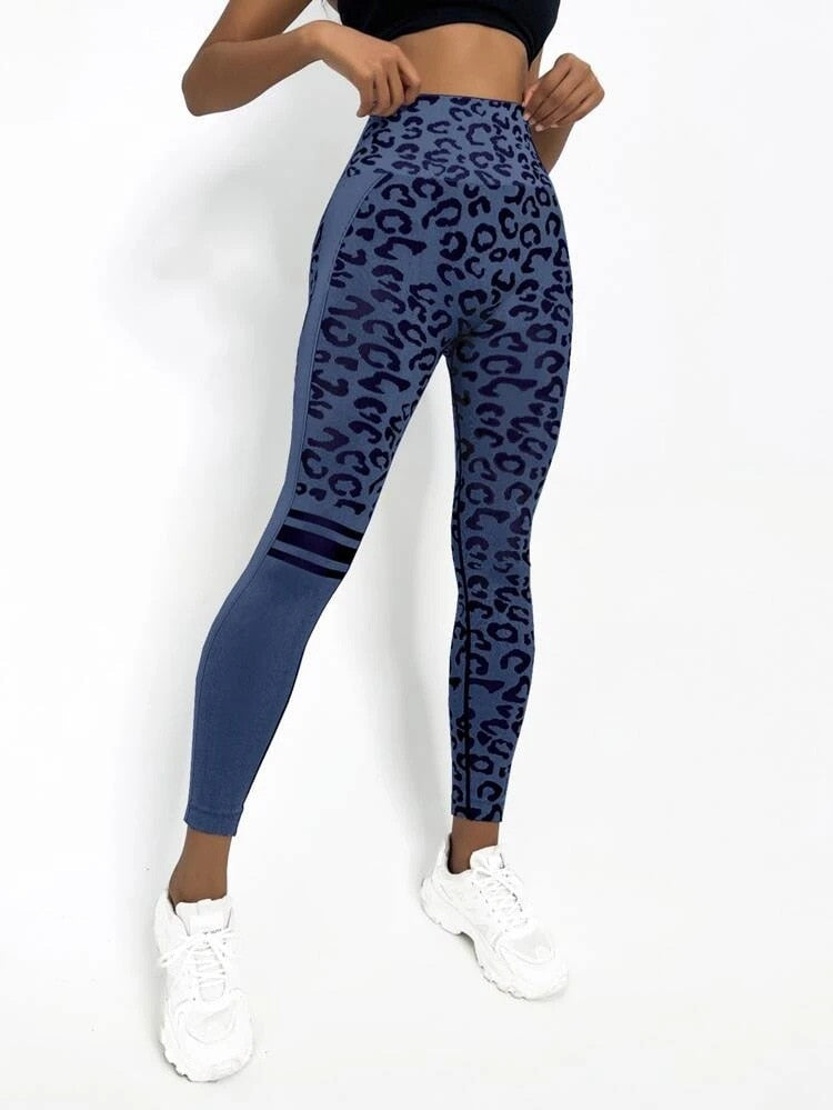 Women Leopard Seamless Yoga Pants High Waist Lifting Hip Honey Peach Hip Fitness Pants Yoga Suit Tight Running Sports Pants   60.99 EZYSELLA SHOP