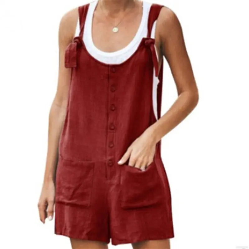 Women Loose Jumpsuit Summer Casual Sleeveless Rompers Button Pocket  Apparel & Accessories > Clothing > One-Pieces > Jumpsuits & Rompers 43.99 EZYSELLA SHOP
