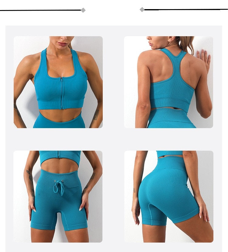 Women Solid Color Yoga Running Sets Summer Yoga Set Leggings Tops Fitness Sports Suits Gym Clothing Yoga Bra Running Tops Pant   71.99 EZYSELLA SHOP