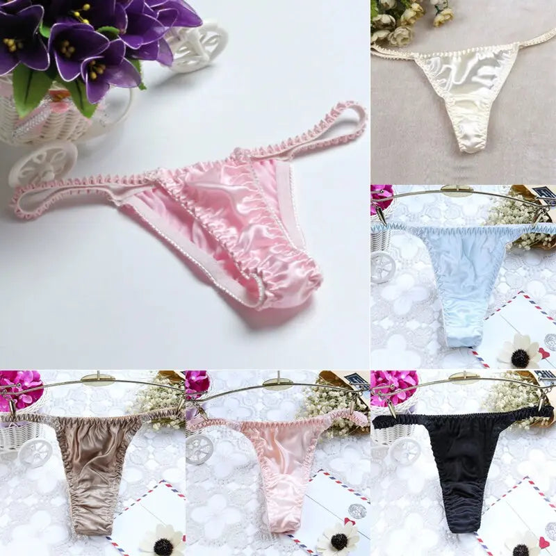 Women's Silk Sexy Thongs G-string Panties Low-rise Underwear  Apparel & Accessories > Clothing > Underwear & Socks > Underwear 31.38 EZYSELLA SHOP