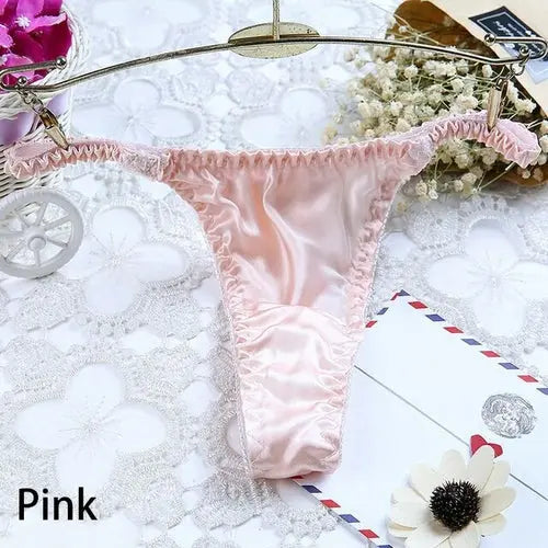 Women's Silk Sexy Thongs G-string Panties Low-rise Underwear XXSIvory1pc Apparel & Accessories > Clothing > Underwear & Socks > Underwear 31.38 EZYSELLA SHOP