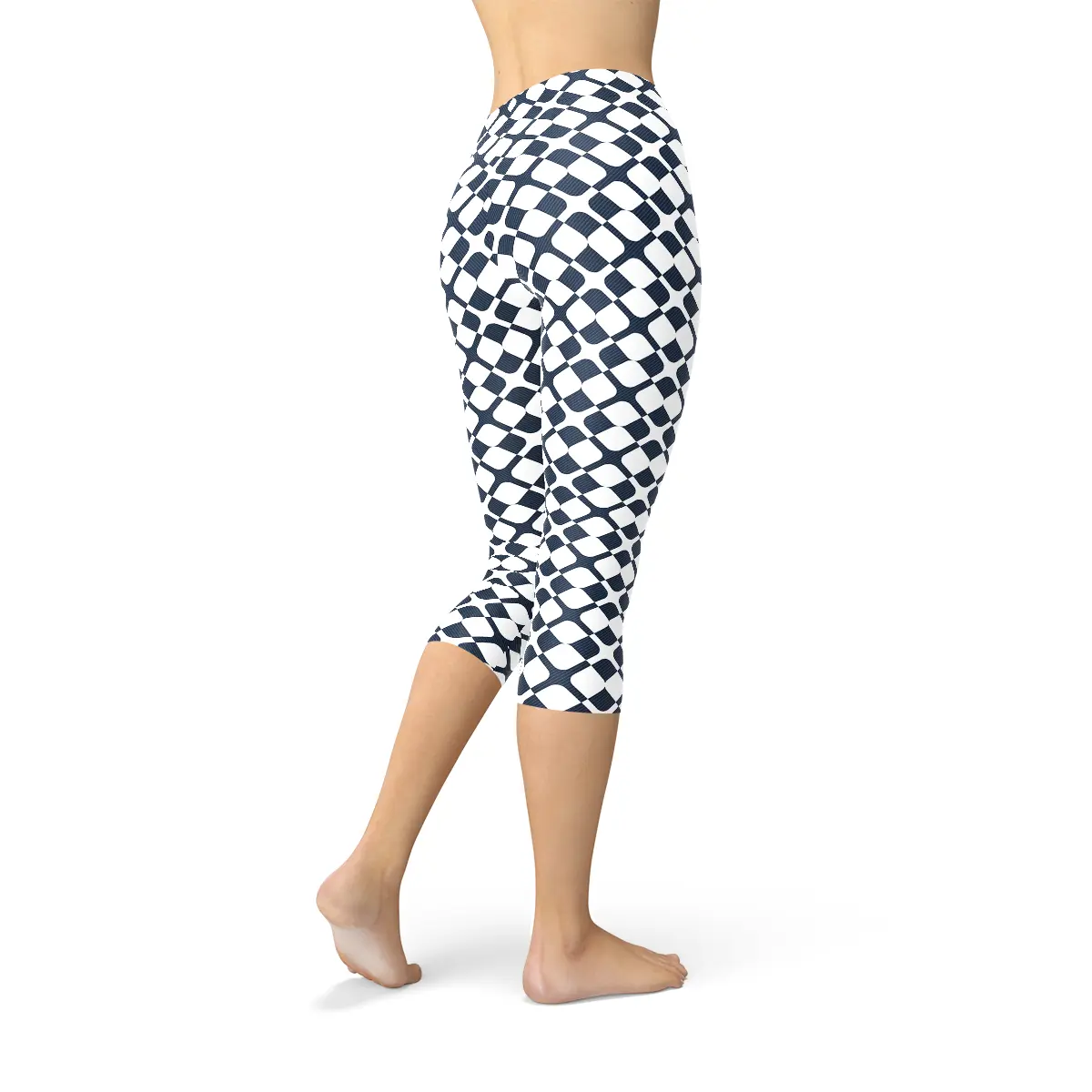 Womens Geometric Blue Tile Capri Leggings  Apparel & Accessories > Clothing > Activewear 121.99 EZYSELLA SHOP