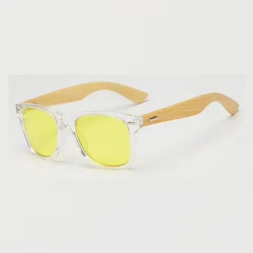 Wood Men Women Night vision Bamboo Sunglasses Drive Yellow Lens Gray Apparel & Accessories > Clothing Accessories > Sunglasses 37.65 EZYSELLA SHOP