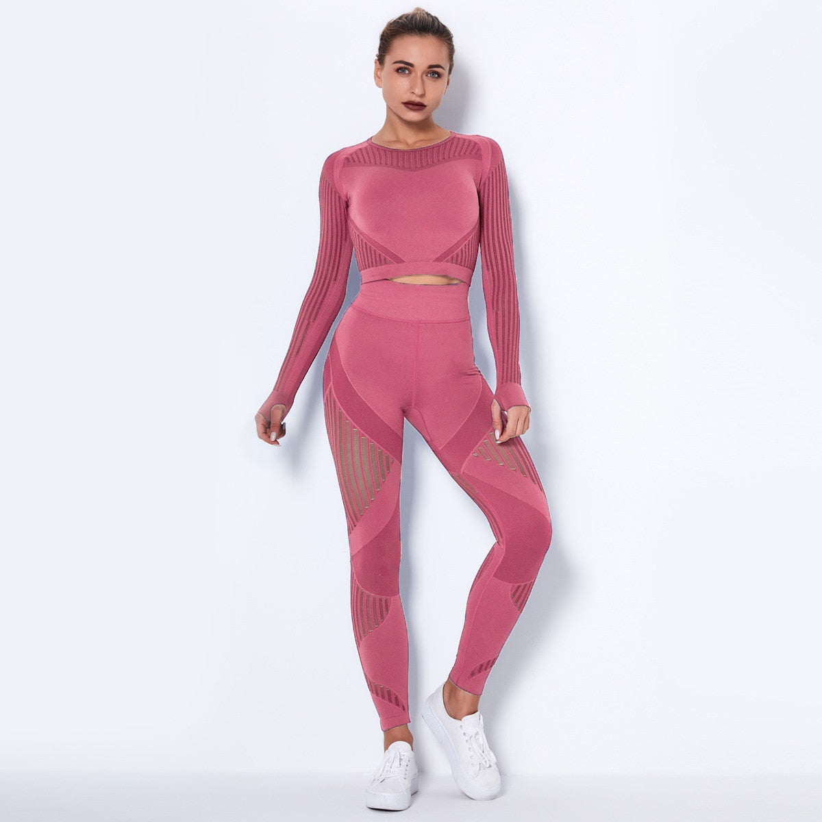 Workout Sets For Women 2 Piece Seamless Yoga Outfit Tracksuit High Waisted Yoga Leggings And Crop Top Gym Clothes Set pinkL  109.99 EZYSELLA SHOP