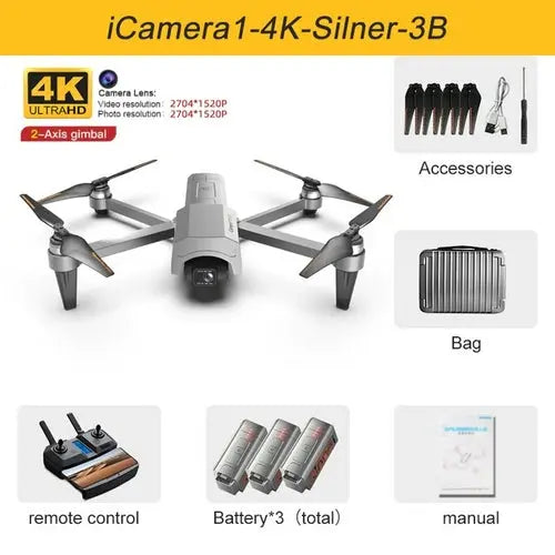 XKJ GPS Drone 4K HD Camera 5G WiFi FPV 2 Axis Gimbal 30 Minutes Silver Toys & Games > Toys > Remote Control Toys > Remote Control Planes 931.01 EZYSELLA SHOP