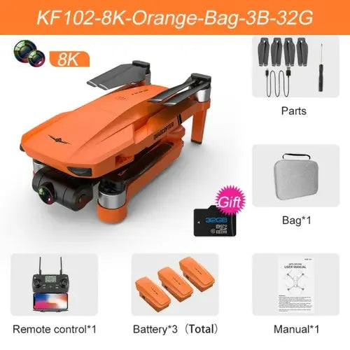 XKJ KF102 GPS Drone 8K HD Camera 2 Axis Gimbal Professional Anti Shake 8KOrangeBag32G3B Toys & Games > Toys > Remote Control Toys > Remote Control Planes 561.98 EZYSELLA SHOP