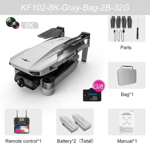 XKJ KF102 GPS Drone 8K HD Camera 2 Axis Gimbal Professional Anti Shake 8KGrayBag32G2B Toys & Games > Toys > Remote Control Toys > Remote Control Planes 496.89 EZYSELLA SHOP