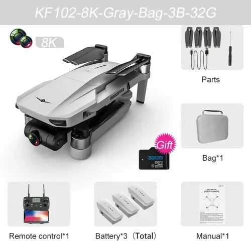 XKJ KF102 GPS Drone 8K HD Camera 2 Axis Gimbal Professional Anti Shake 8KGrayBag32G3B Toys & Games > Toys > Remote Control Toys > Remote Control Planes 561.98 EZYSELLA SHOP