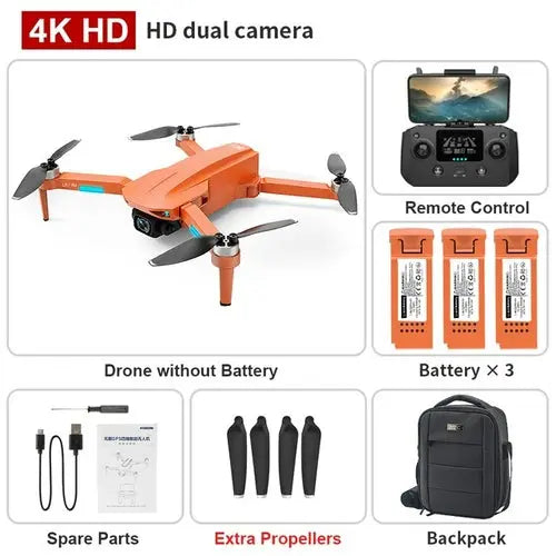 XKJ L700PRO GPS Drone 4K Dual HD Camera Professional Aerial Orange Other 534.33 EZYSELLA SHOP